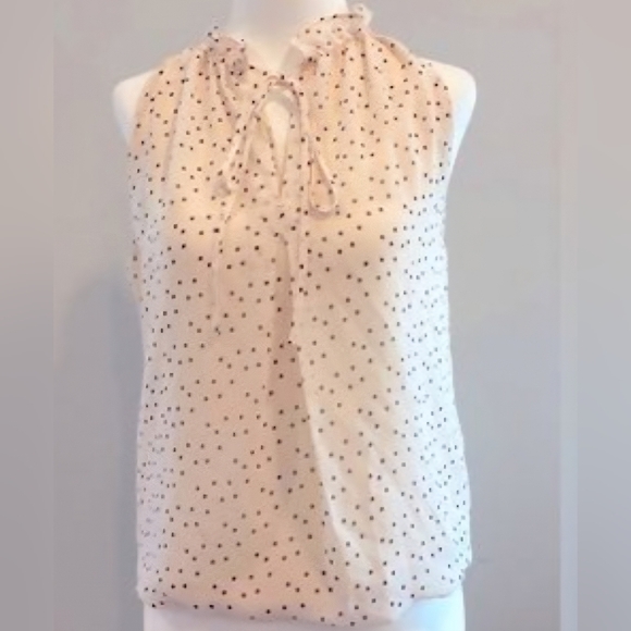 Size L Max Studio Black Polka Dot Sleeveless White Top - Picture 6 of 9